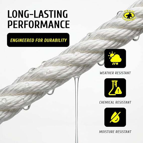 TEAM CATFISH Power Twine with 100% Nylon & 300 ft Heavy-Duty Line - White