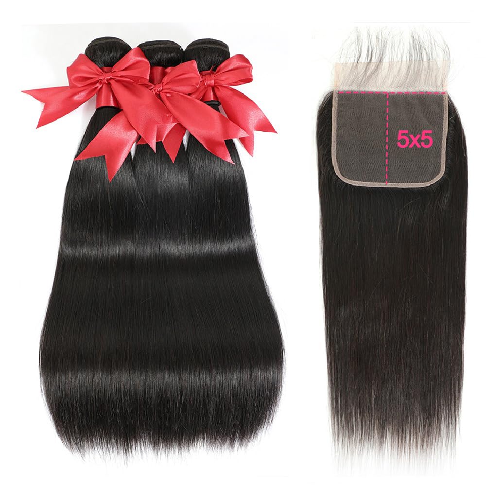Amazon.com : LXYANOO 12A Straight Bundles Human Hair with 