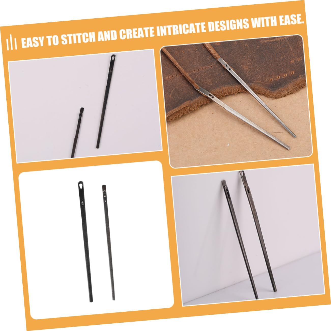 EXCEART 10pcs Multi-Function Leather Crafting Needles Pack Needle Lacing Tool Steel for Leather Sewing