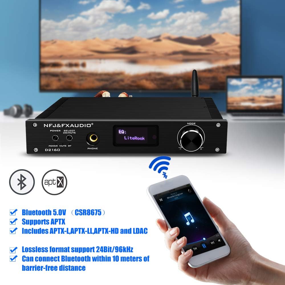 50% оƒƒ Dіѕсоunt FX AUDIO Bluetooth 5.0 Stereo Amplifier- 2 x150W DSP CSR8675 APTX HD LDAC Headphone Amplifier with OLED Display IR Remote 36V 6A Power Supply (Black)
