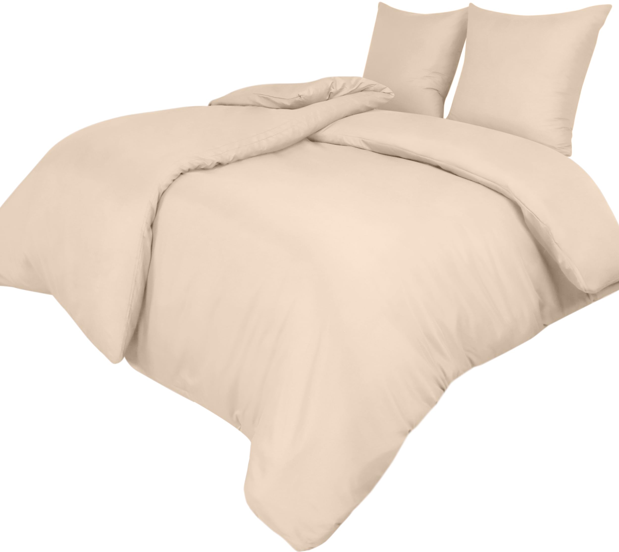 Utopia Bedding Copripiumino Una Piazza e Mezza - Microfibra Copripiumino 2 x 135x200cm + 2 x Federe 80x80cm - Beige