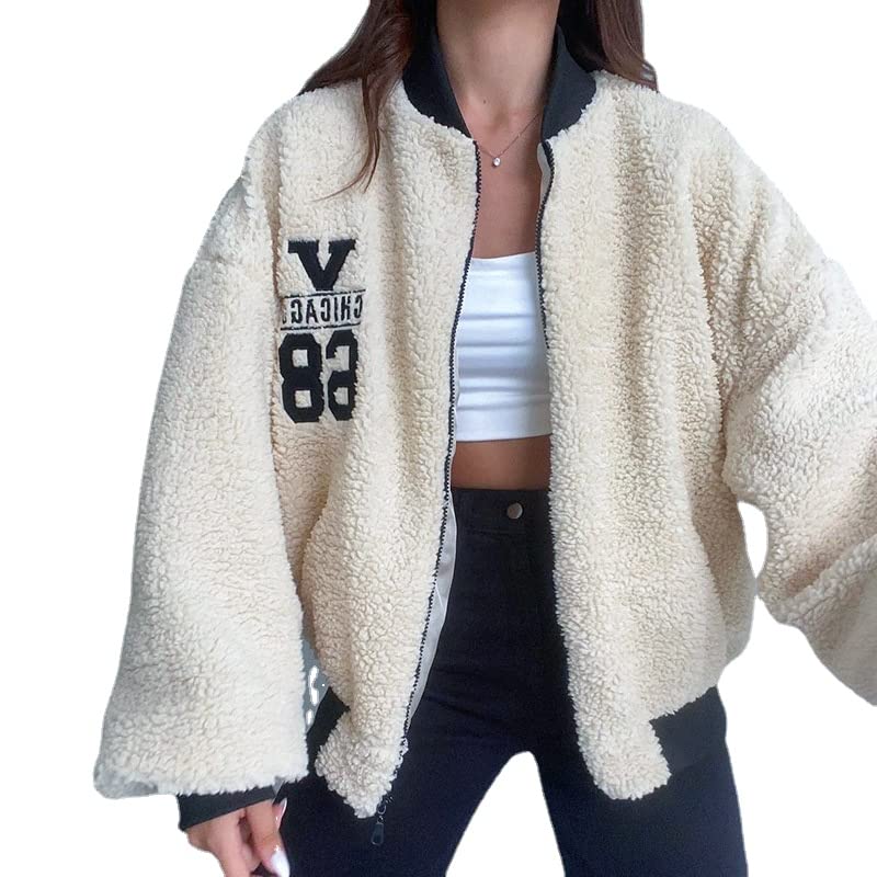 Amazon.com: Womens Winter Casual Lamb Wool Fleece Jacket Y2K