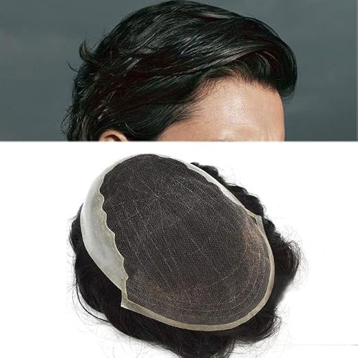 HAREZO Q6 Hair Patch for Men | Q6 Front lace Hair wig | 0.03 mm Invisible Front Hairline, Ultra Thin Base, Flexible PU, 10...