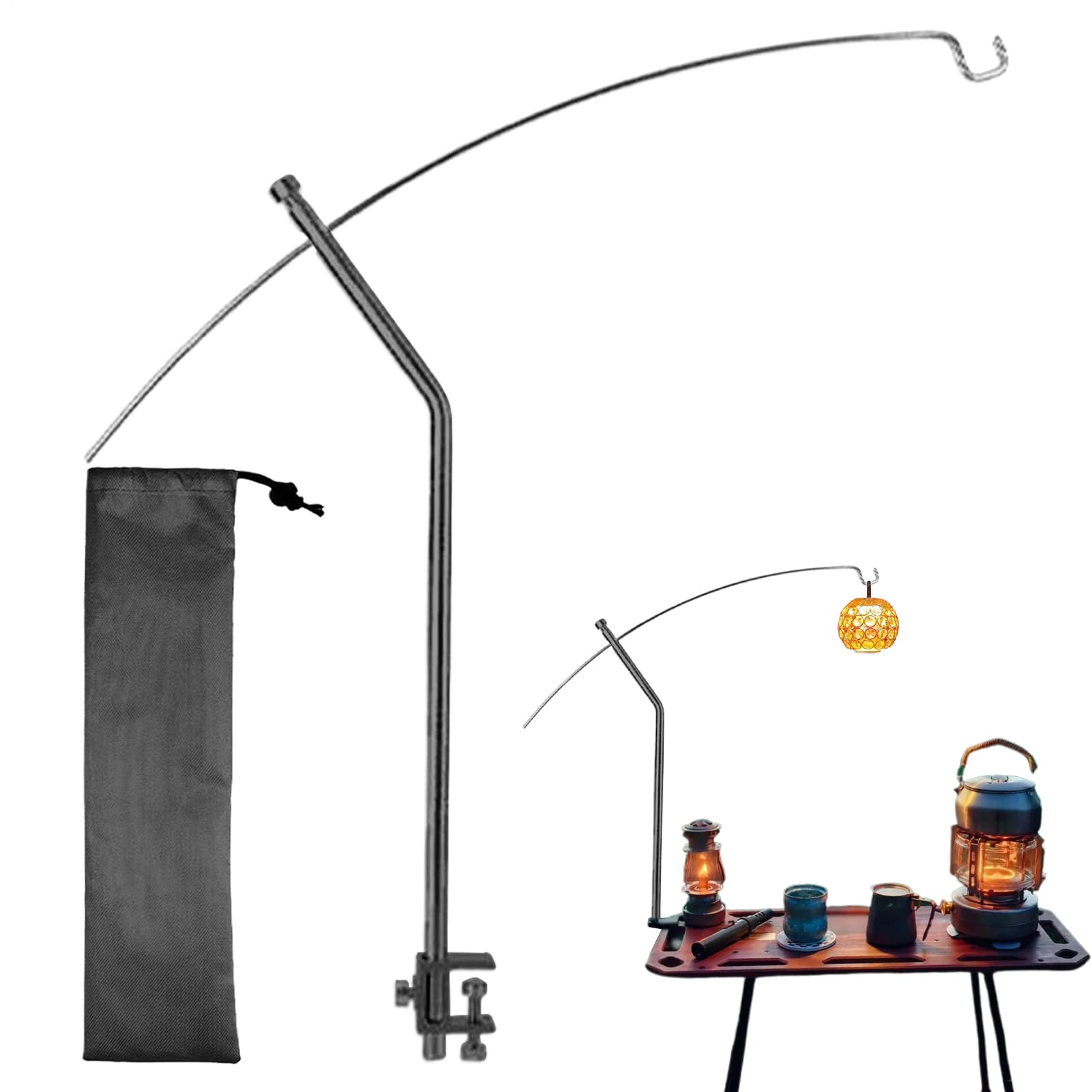 Supporto per asta della lampada pieghevole, per esterni, regolabile, accessorio da campeggio, per barbecue, , viaggi, picnic, cucina, giardino | Pieghevole per Lanterna da Campeggio Per Campeggiatori Escursionisti Pesca Picnic Trekking Spiaggia Barbecue C