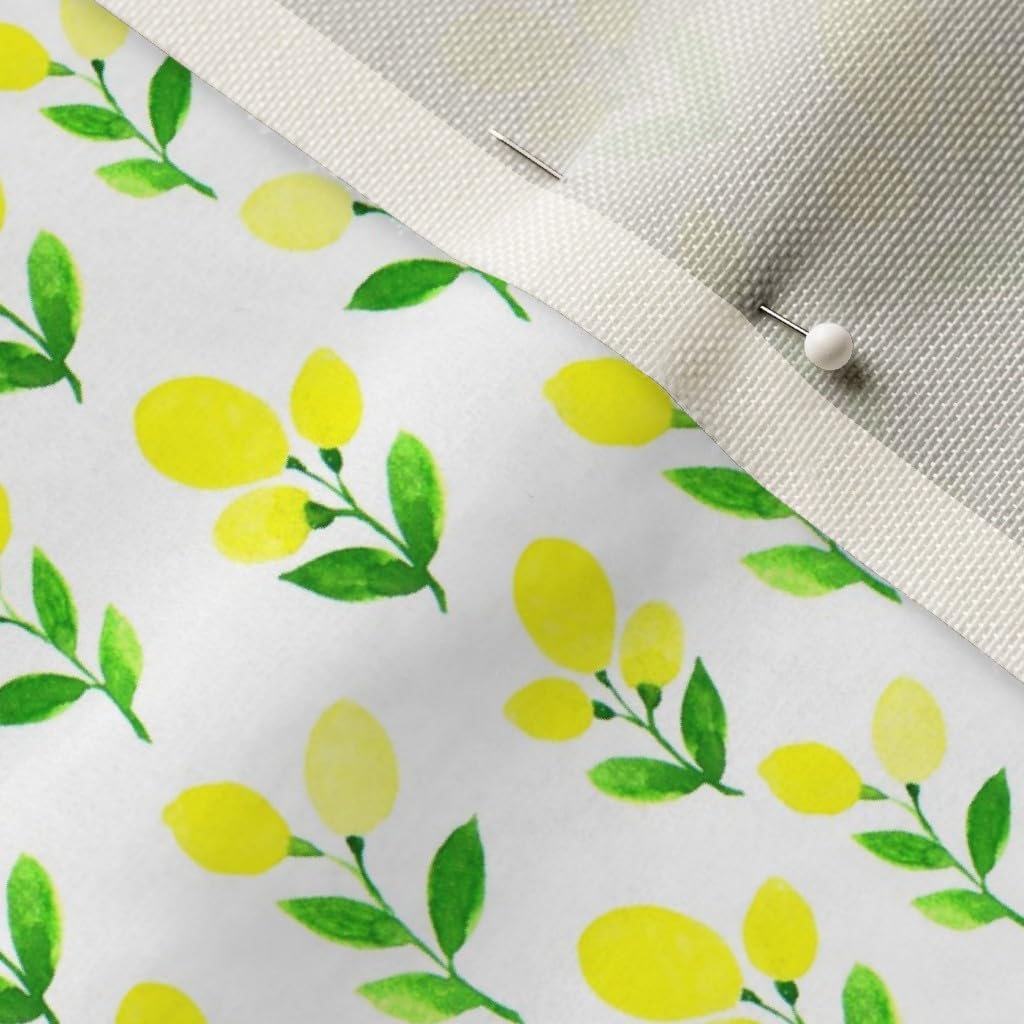 Spoonflower Fabric - Lemon Yellow Citrus Watercolor Fruit Lemons Plant Nature Garden Printed on Upholstery Velvet Fabric Fat Quarter - Upholstery Home Decor Bottomweight Apparel