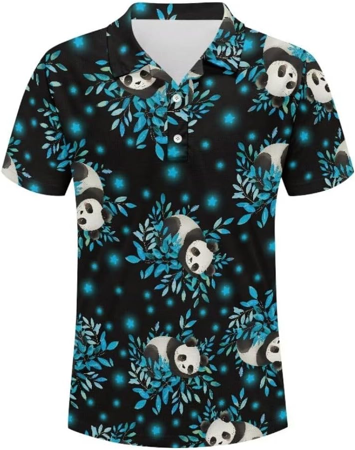 Pinupub Classic Golf Polo Shirts for Mens Regular Fit Short Sleeve Summer Hawaiian Polo Shirt