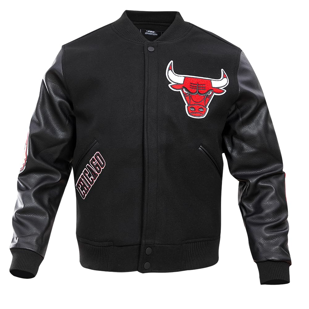 Pro Standard Mens NBA Chicago Bulls Classic Varsity Jacket Black L