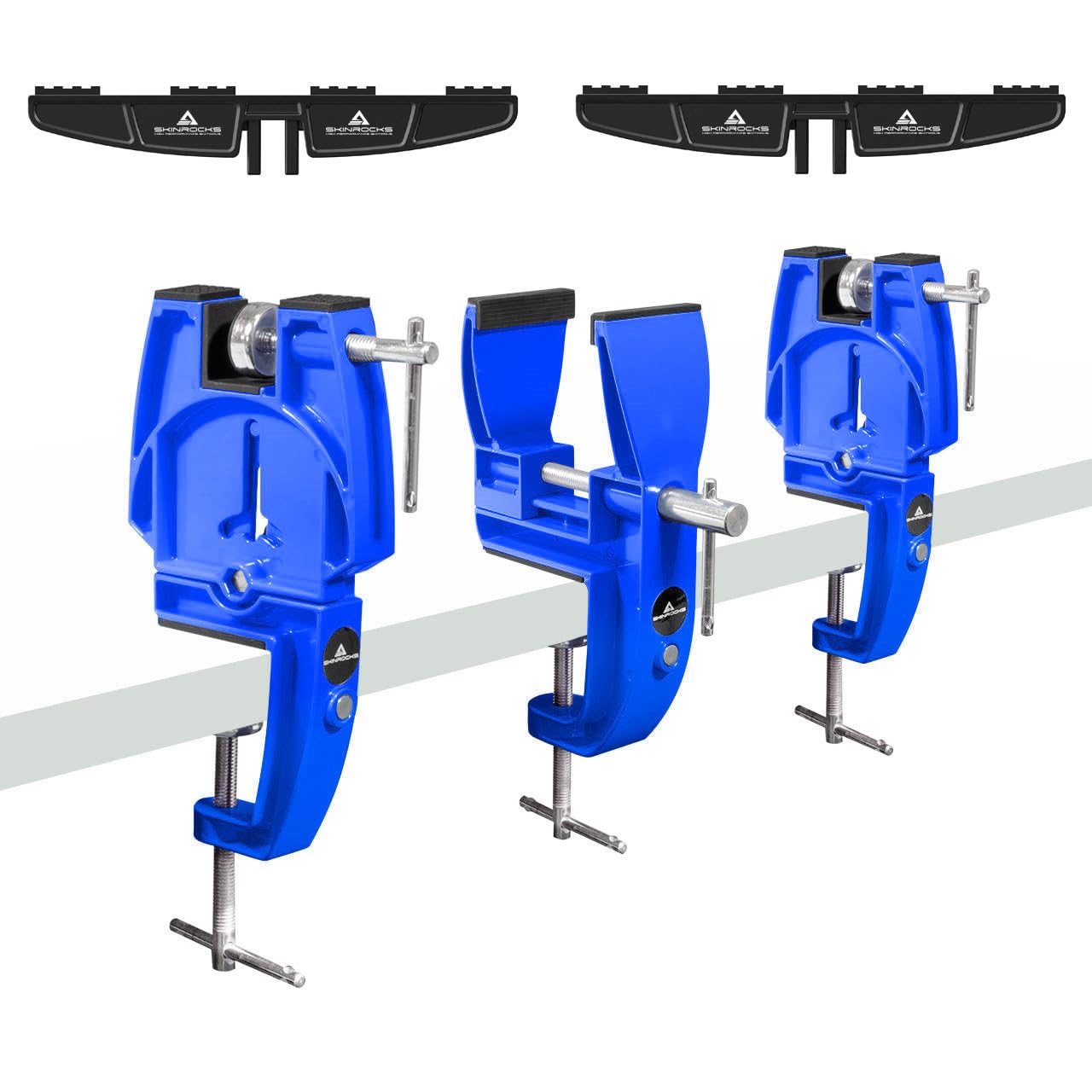 SkinRocks Ski Vise Racing Skispanner World Cup Skihalterung inkl. Universal Adapter Blue