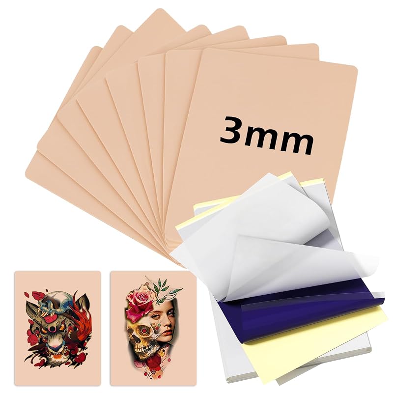 Kit Jconly com 8 peles de silicone para tatuagem e 20 papéis de transferência, 28 peças