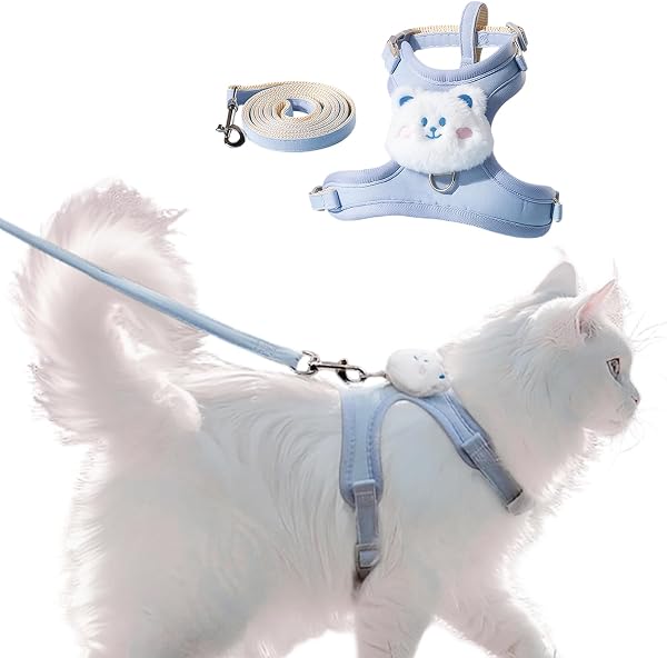 Harnais Chat Petit Chien Laisse Harnais Chaton Réglable,avec Laisse de 120 cm,Gilet Respirant,Gilet de Sécurité Souple pour Chat, Chaton, Chiot,Idéal pour la Marche - 1