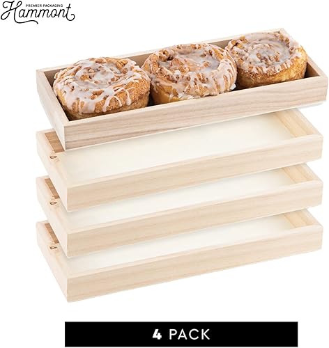 Miniatura 4 de Hammont Bandeja de bambú para servir de cocina, bandejas de madera ecológicas para carne, verduras, queso y charcutería, paquete de 4 bandejas para