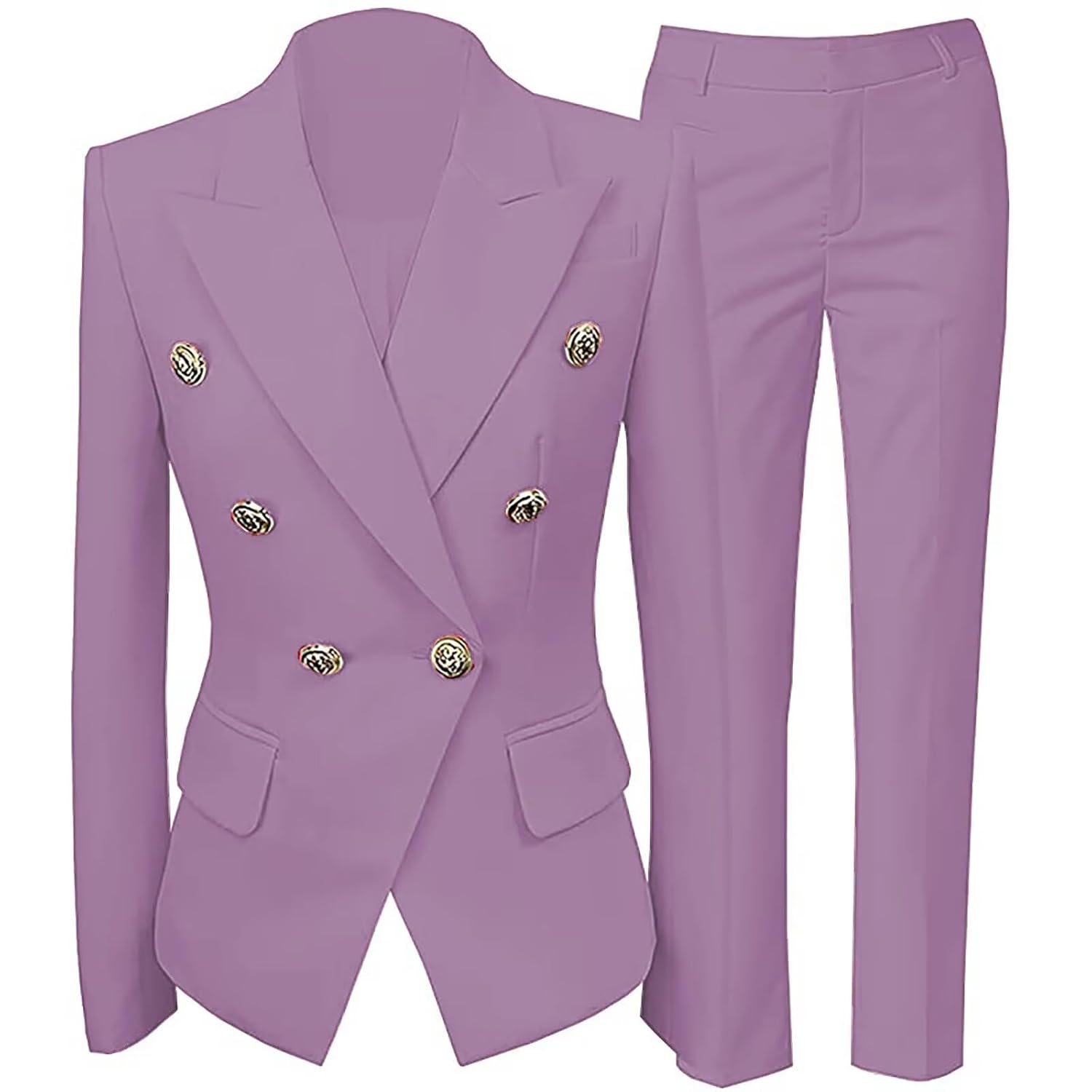 Womens 2 Piece Suit Notched Lapel Pants Suits Set for Women Business Casual Office Work Tuxedo Blazer Pants