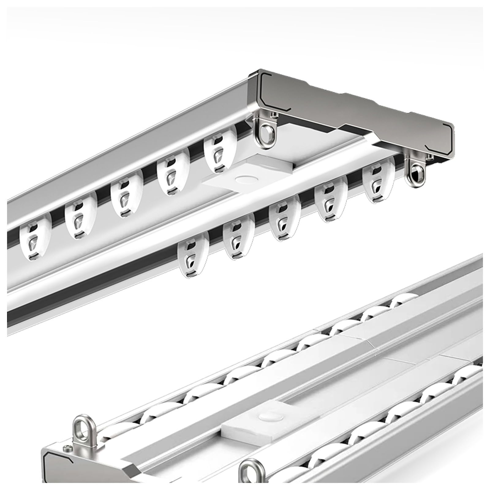 Aluminiowa szyna do zasłon, do montażu sufitowego, wytrzymałe karnisze do salonu, sypialni, przegrody, zestaw szyn 1-10 m