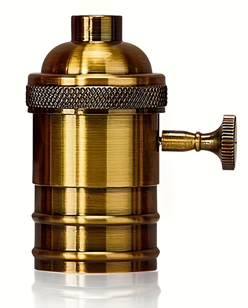 3 Pack Gold E26 E27 Edison Vintage Lamp Socket, Pendant Lamp Holder, Light Sockets Replacement, Antique Look for Industrial, Decorative, DIY Lighting, with Golden Key Switch Multi-Function Socket