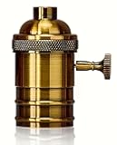 3 Pack Gold E26 E27 Edison Vintage Lamp Socket, Pendant Lamp Holder, Light Sockets Replacement, Antique Look for Industrial, Decorative, DIY Lighting, with Golden Key Switch Multi-Function Socket