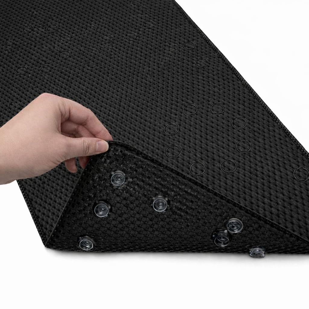 Deluxe Bathtub Mat Non Slip, Soft Foam Bath Mats for Bathroom Tub, Bathtub Mat with Drain Holes, Suction Cups- 36” X 17” - Black