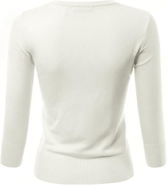 LALABEE Women's 3/4 Sleeve Crewneck Button Down Knit Sweater Cardigan (S~3XL)
