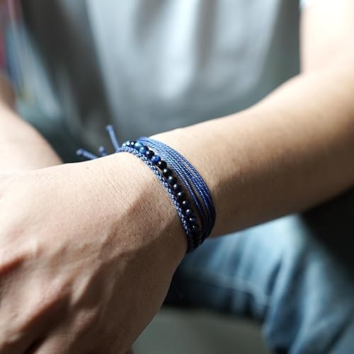 Miniatura 189 de Handmade Natural Stone Beaded Healing Bracelet Gift for Men Adjustable Rope String Bracelet