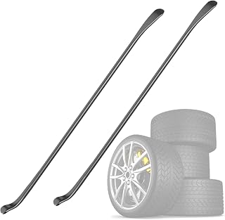 2 PCS Tire Mount and Demount Iron, 38 in x 4/5 in Tire Changing Removal Tool for Tubeless Tires, Heavy Duty Tire Spoons for Car Truck Semi, Replace Manual Tire Changer, Black