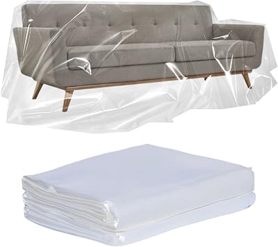 2 Pack Plastic Sofa Cover, Sofa Storage Bag, Waterproof Sofas Protection Cover, 300cm x 200cm
