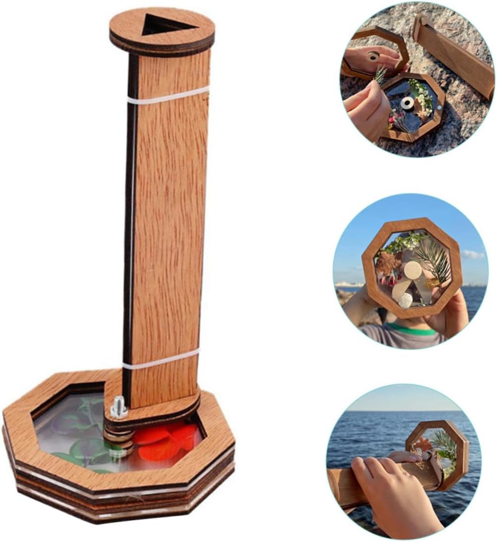 Creative Wooden DIY Kaleidoscope Kit for Rotating Kaleidoscope Glasses with Refillable Patterns Lightweight and Portable Outdoor to Enhance Imagination and Visual Learning