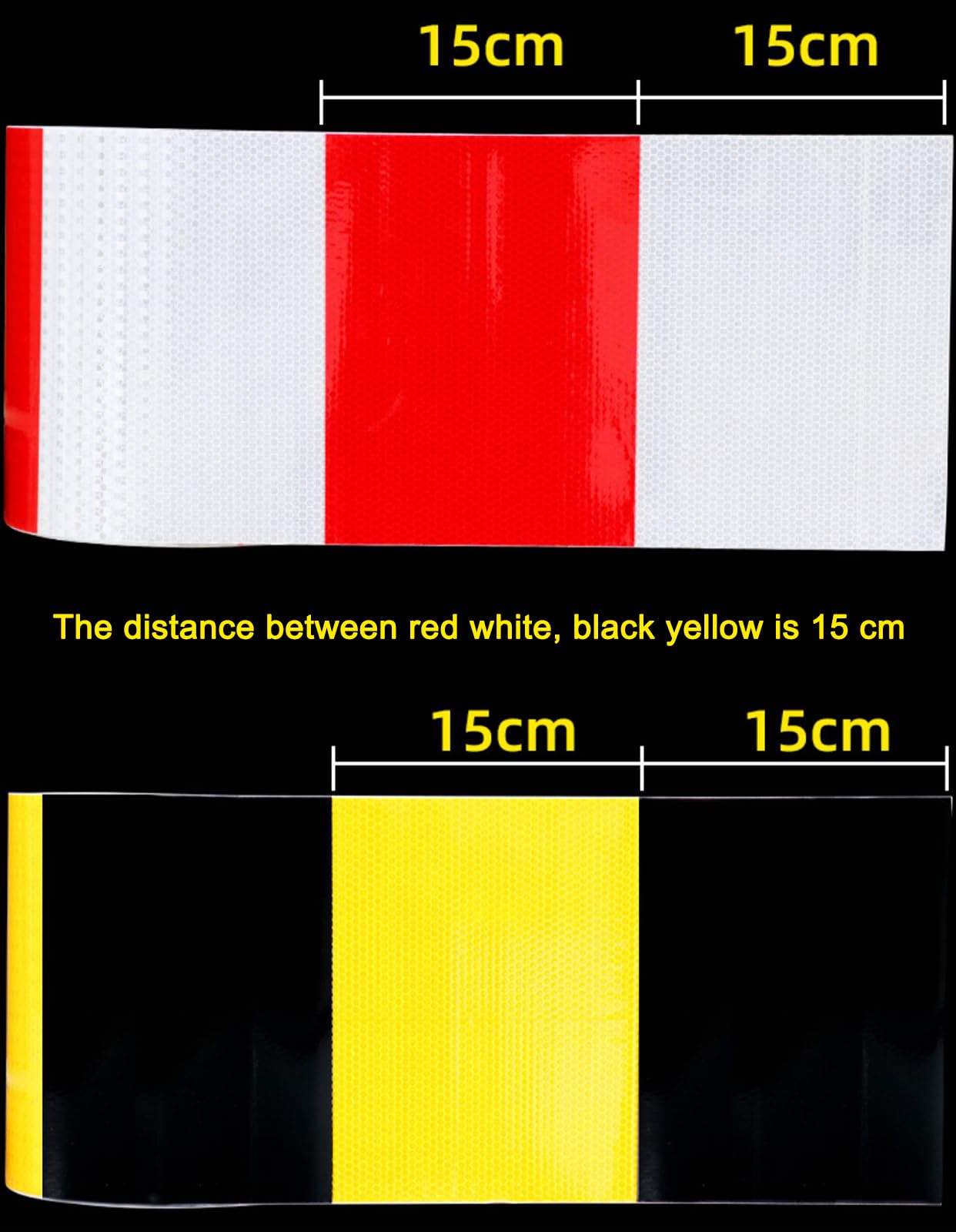 Cinta de señalización de peligro, Cinta reflectante de 32,8 pies con rayas verticales, anchos múltiples, multicolor(Red White,20cm)