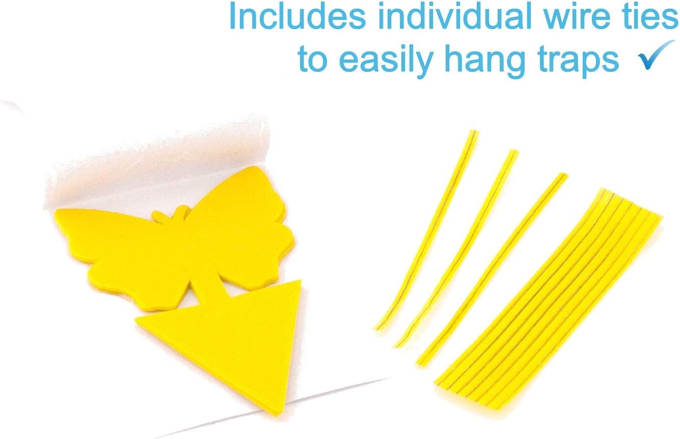 21C 21 Century Solutions Yellow Dual Sticky Fly Traps 10-Pack for Gnat Whiteflies Fungus Gnats Flying Insects - Houseplant Disposable Glue Trappers Save a Garden Butterfly Shape