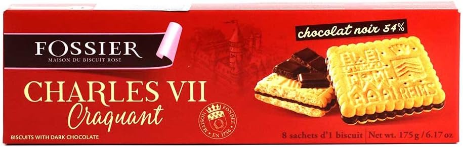 Fossier Charles VII Shortbread Biscuits with Chocolate, 175g Box