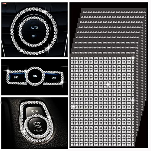 10 Sheets 8500 Bling Car Decorations - DIY Rhinestones Stickers, Self-Adhesive, Suitable for Decorating Various Women's Car Accessories (Silver)