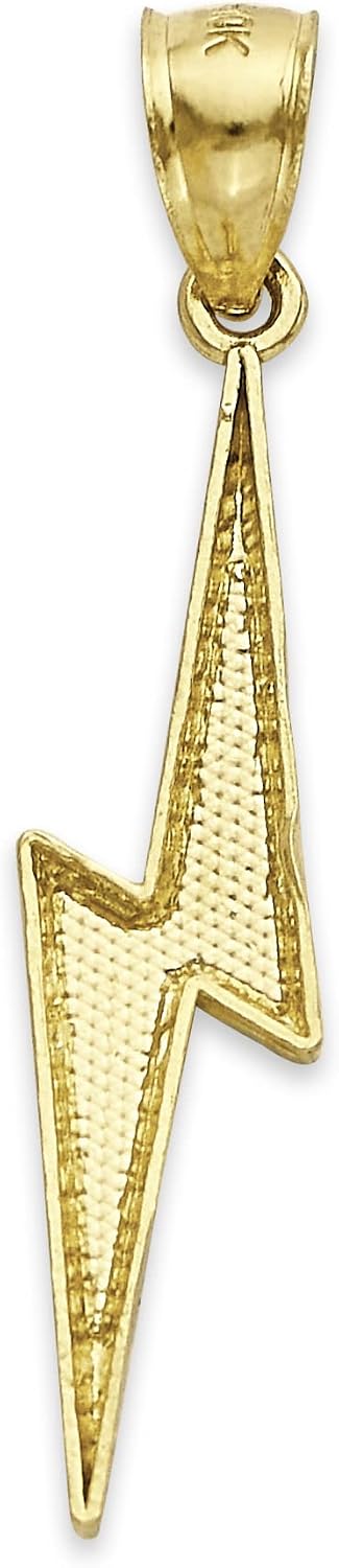 10k or 14k Solid Gold Lightning Bolt Pendant Necklace, Thunderbolt Charm Jewelry Gift for Him or Her (14k Solid Gold, No Chain)