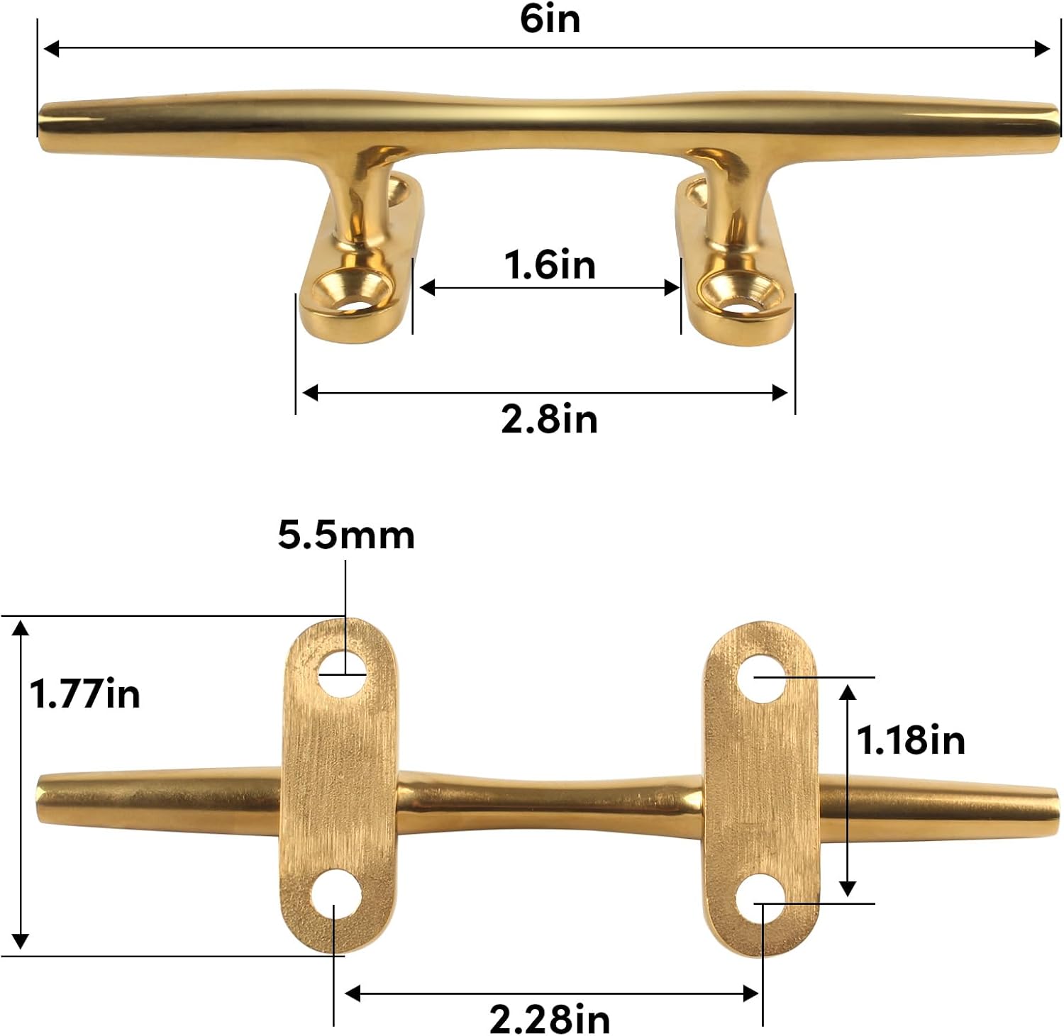 4/5/6 inch Dock Cleats - 316 Stainless Steel Boat Cleats Boat Dock Cleats,Open Base Dock Cleat with Fasteners,Marine Cleat Rope Cleat Boat Cleat for Boat/Deck/Nautical Decor(1,2,4,6,8 Pack)