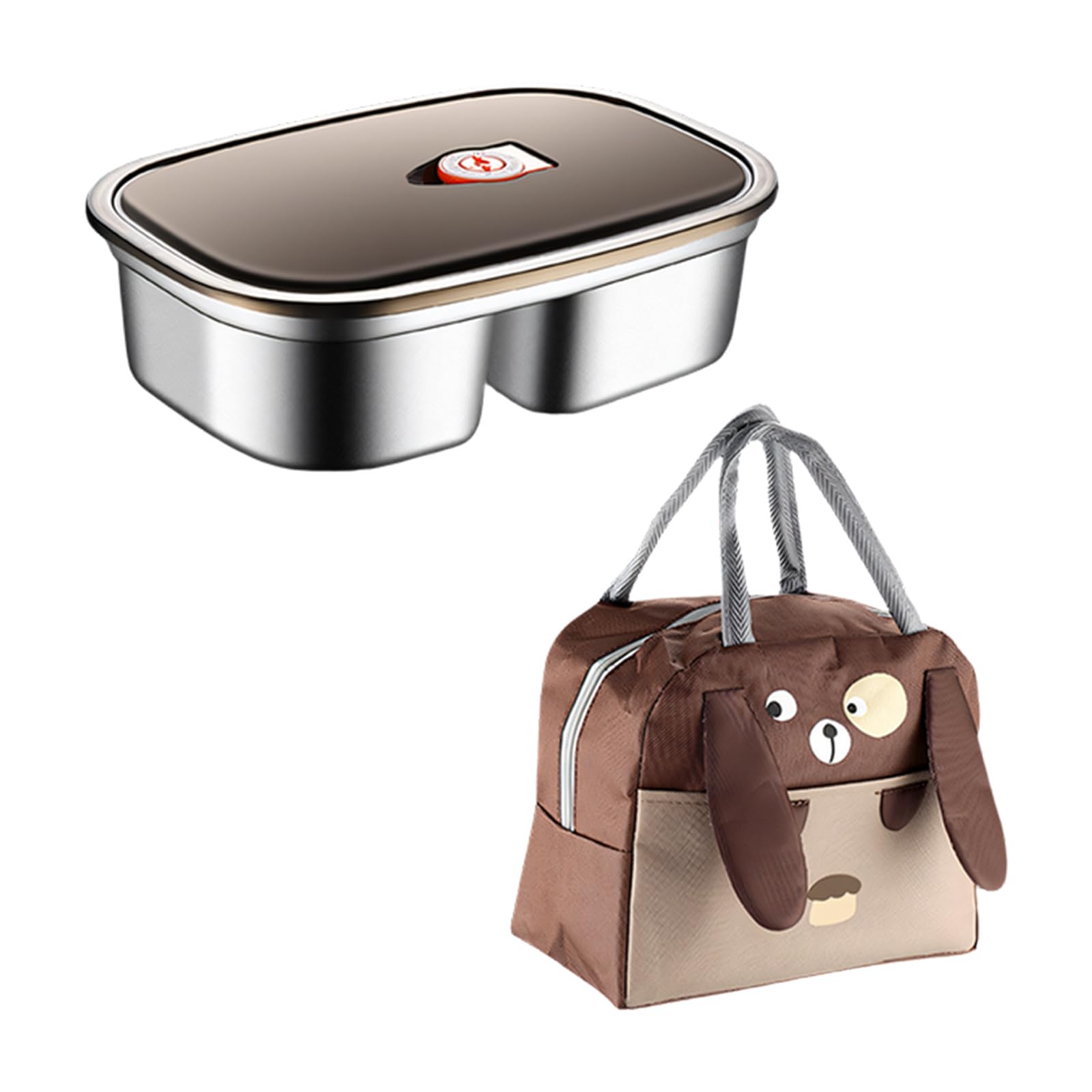 Jazuaiao D Rectangular Meal Container Set With Insulate Bag, Stainless Steel Lunch Box For Everyday Packing, Fresh-Tasting Portions Steel Lunch Bag School Work Commute Foo
