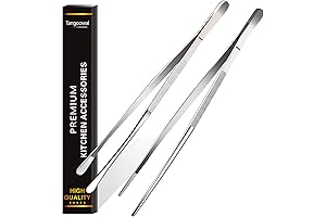 2 Pack Extra-Long Stainless Steel Plating Tongs – 12 Inch Precision Fine...
