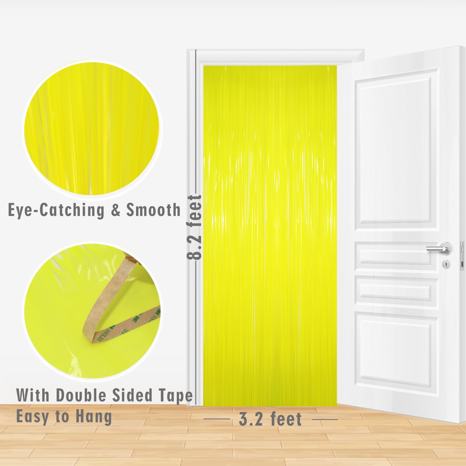 GOER 3.2 ft x 8.2 ft Metallic Tinsel Foil Fringe Curtains Party Photo Backdrop Party Streamers for Birthday,Graduation,New Year Eve Decorations Wedding Decor(1 Pack,Candy Lemon Yellow)