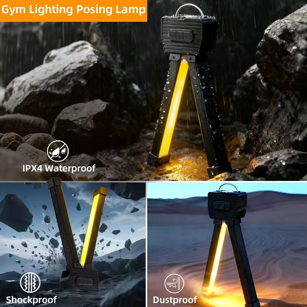 zxbaers Gym Lamp for Posing, Posing Lights, Magnetic Folding Led Work Light，7th Gear Dimming & 180 Degree Folding，Handheld USB Rechargeable Power Bank Camping Light with Hanging Hook