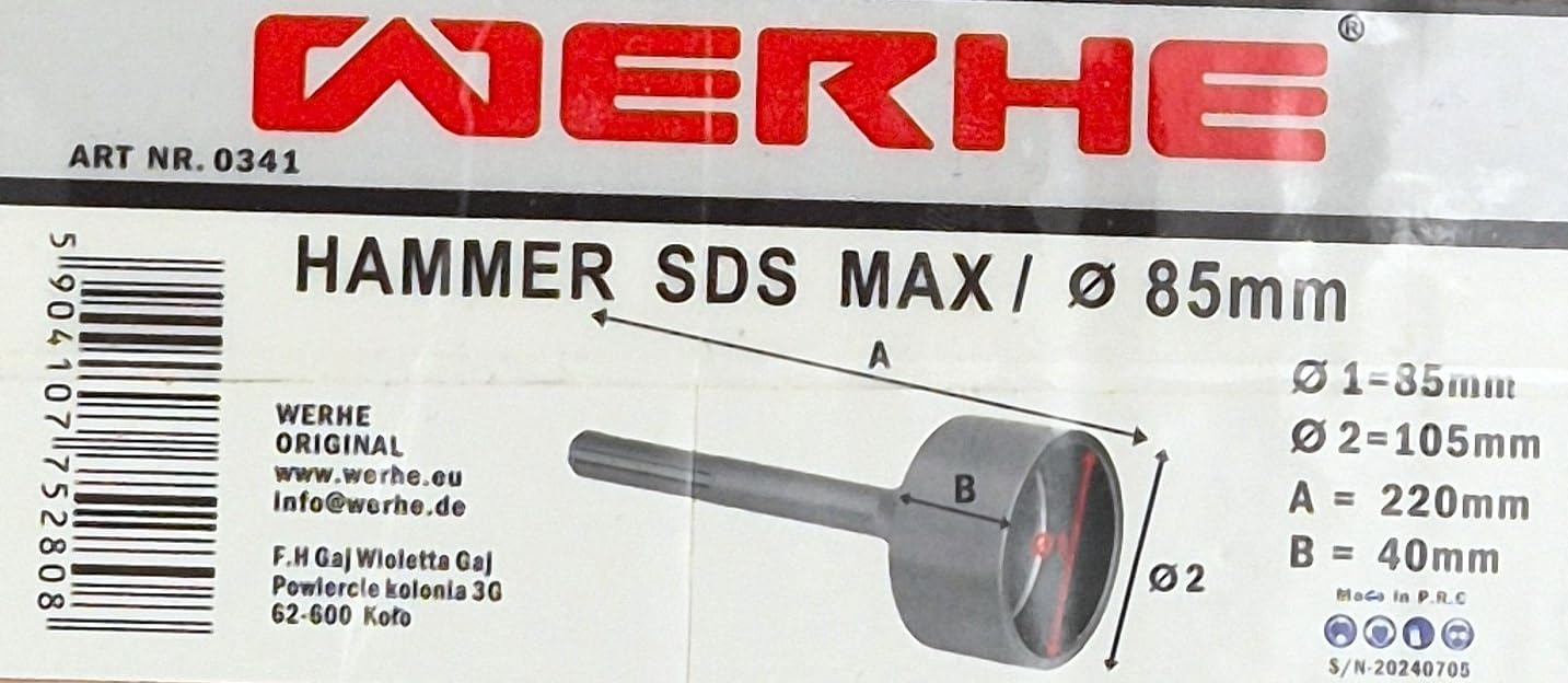 WERHE® Enfonce-poteau SDS Max 85 mm – Pour enfoncer rapidement des Star Pickets avec un marteau de démolition – Robuste en acier au chrome-vanadium