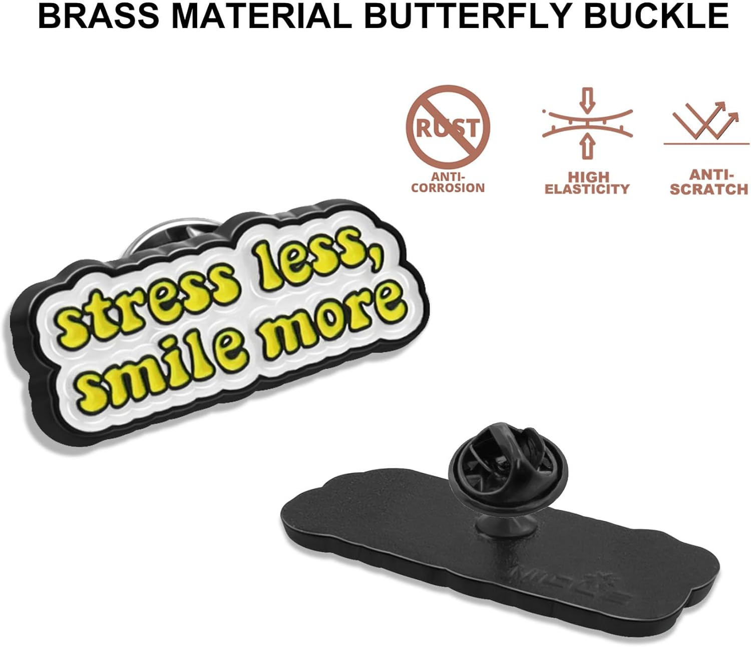 10/20/50/100/Pcs Stress Less Smile More Enamel Lapel Pins Bulk - Mental Health Gifts Badge Buttons Souvenir For Men Women