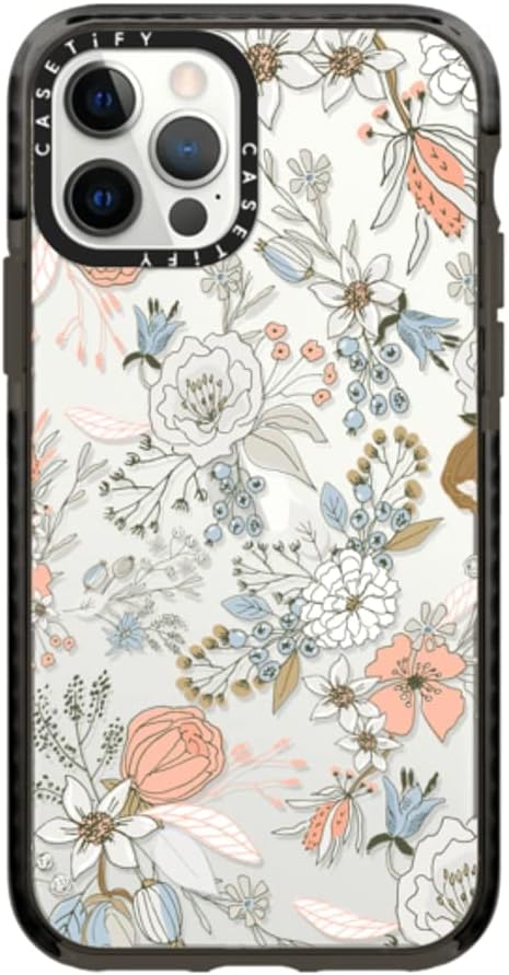 Casetify Impact Case for iPhone 12/ iPhone 12 Pro - Abstract Modern Coral - Clear Black