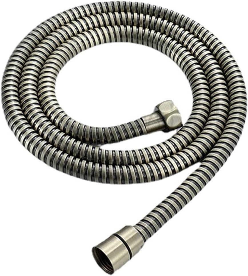 Shower Pipe, Black Shower Hose Bathroom Fitting Stainless Steel Soft Bath Tube 1.5 Meter Water Pipe Chrome,Burshed Gold,Grey Kindly(Color:, Size:150cm) (Color : Brush Antique Brass, Size : 150cm)
