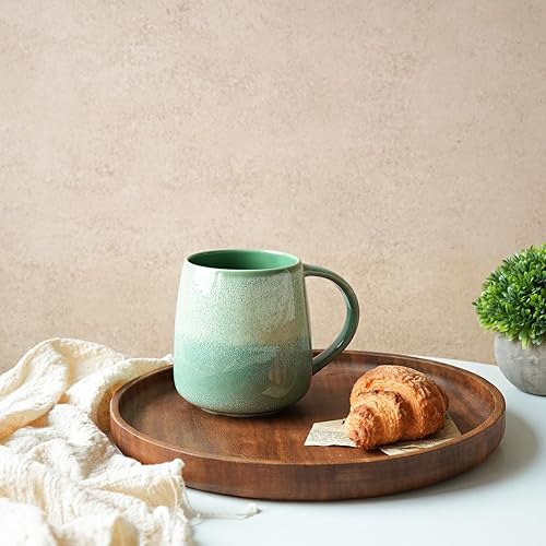 Miniatura 4 de Bosmarlin Taza de café de cerámica extragrande, 23 onzas, apta para microondas y lavavajillas, esmalte reactivo, taza de té grande (verde pálido)
