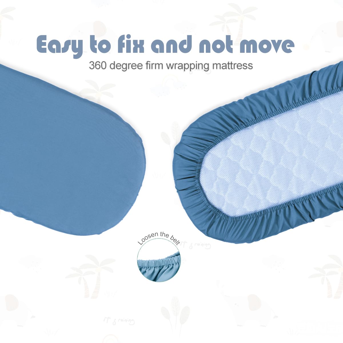 Confezione da 4 lenzuola per culla da 48,3 x 83,8 cm, compatibili con culla Koolababy, Cowiewie e IKOMZY, morbide e delicate sulla pelle, blu e arcobaleno