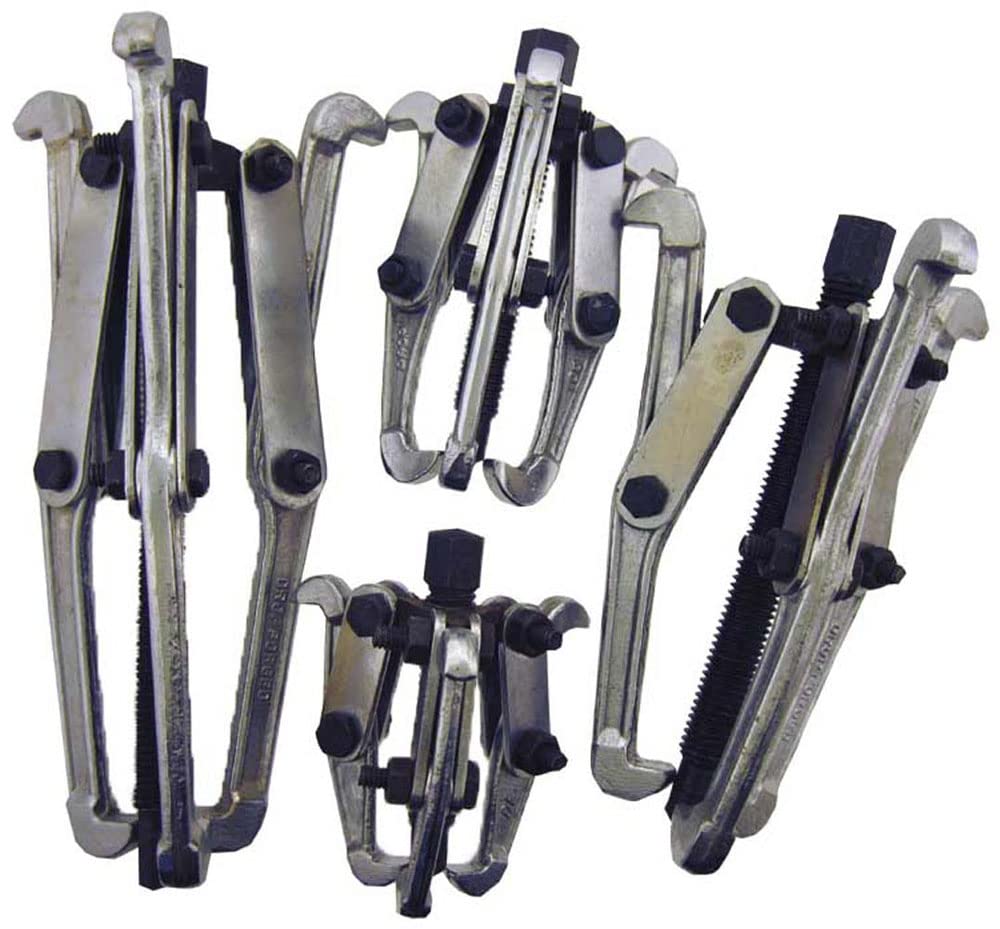 ToolUSA Set of Gear Pullers | Four Sizes: 3" (7.6 cm), 4" (10.2 cm), 6" (15.2 cm), 8" (20.3 cm) | Robust & Durable | Essential for Auto Mechanics