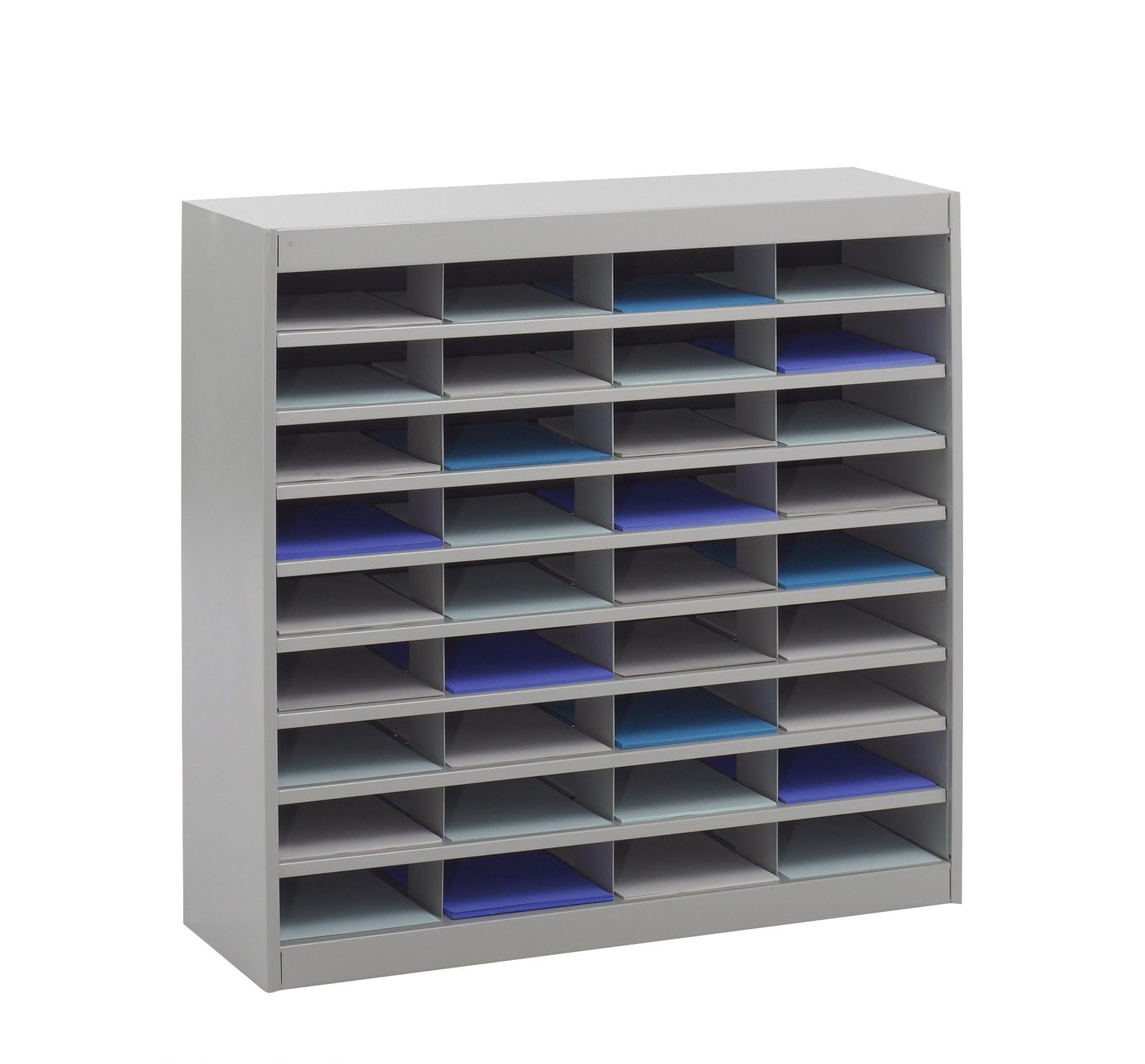 Scranton &amp; Co Mail Organizer, Steel with Powder Coat Finish, 36 Letter-Size Compartments, Grey, Sturdy Desk or Wall Mountable Mailroom Furniture for Office Organization, 37.5 x 12.75 x 36.5 Inches