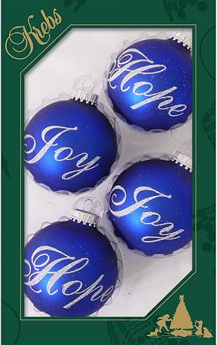 Miniatura 9 de Adornos de cristal para árbol de Navidad, 2.638 in2.625 pulgadas 4 piezas, bolas decoradas de Christmas By Krebs sin costuras, decoración navideña