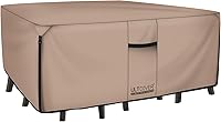 ULTCOVER Heavy Duty Waterproof Rectangular Patio Table Cover 88x62x28 Inch - 600D Canvas for Dining Table & 4-6 Chairs