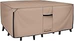 ULTCOVER Rectangular Patio Heavy Duty Table Cover - 600D Tough Canvas Waterproof Outdoor Dining Table and Chairs General Purpose Furniture Cover Size 88L x 62W x 28H inch