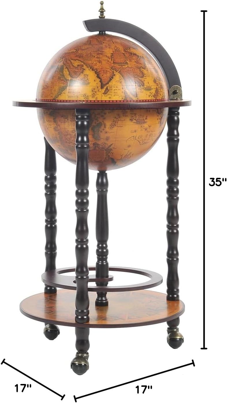 Old Modern Handicrafts Globe Bar Table with 4 Leg Stand 30mm Red