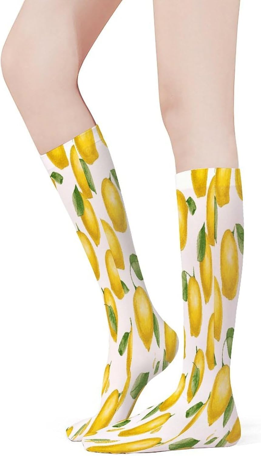 Yellow Lemon Women High Waist Fishnet Stockings Stretch Mesh Pantyhose Sexy Trendy Legwear for Daily Wear