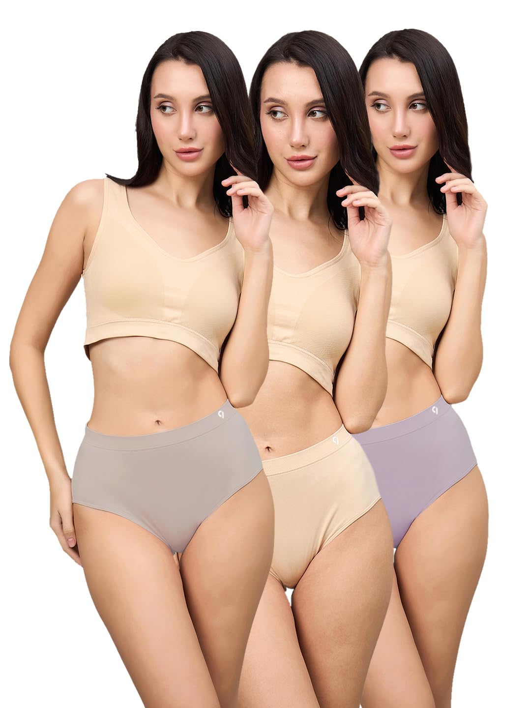 Seamless High-Rise Hipster Briefs Dark Pack of 3 Soft Stretch Fabric & Smooth Waistband Multicolour-image-24