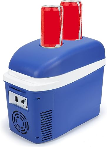 Miniatura 1 de Iceblue Mini nevera, refrigerador de 7 litros9 latas para el cuidado de la piel con cinturón, enchufe de CA y cargador de coche de 12 V,